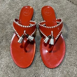 Jack Rogers coral jelly sandals size 9, with white tassels. Great condition